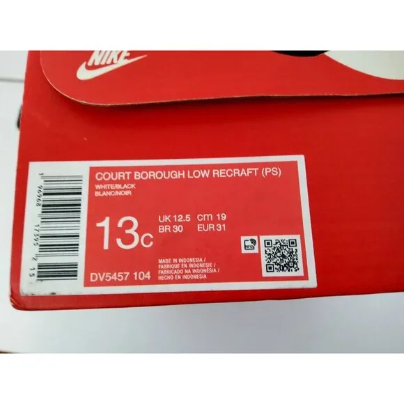 Nike Court Borough Low Recraft White Black Kids Preschool Casual Shoe DV5457-104 - Picture 9 of 9